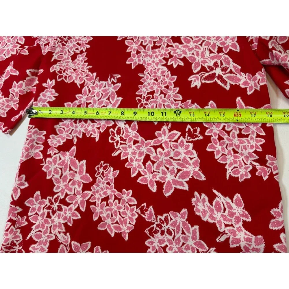 Diane Von Furstenberg Red Pink Floral Print Dress Small FLAW (bin ii89) - Picture 2 of 9
